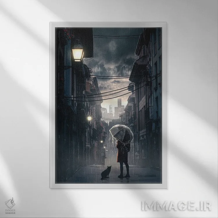 تابلو دکوراتیو شبح بارانی اثر آدام کازینز - نمای قابدار سفید