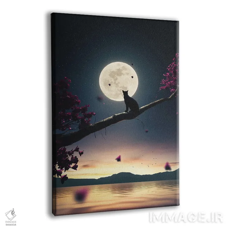 تابلو دکوراتیو گربه سیاه و ماه اثر آدام کازینز - نمای پرسپکتیو محصول