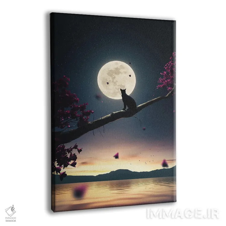 تابلو دکوراتیو گربه سیاه و ماه اثر آدام کازینز - نمای پرسپکتیو محصول