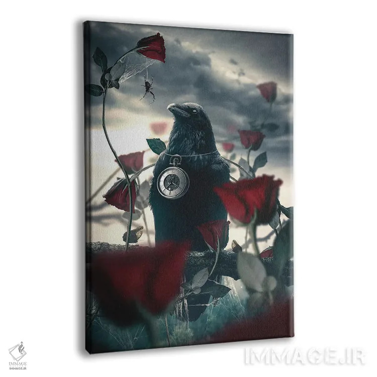 تابلو دکوراتیو کلاغ و گل رز اثر آدام کازینز - نمای پرسپکتیو محصول