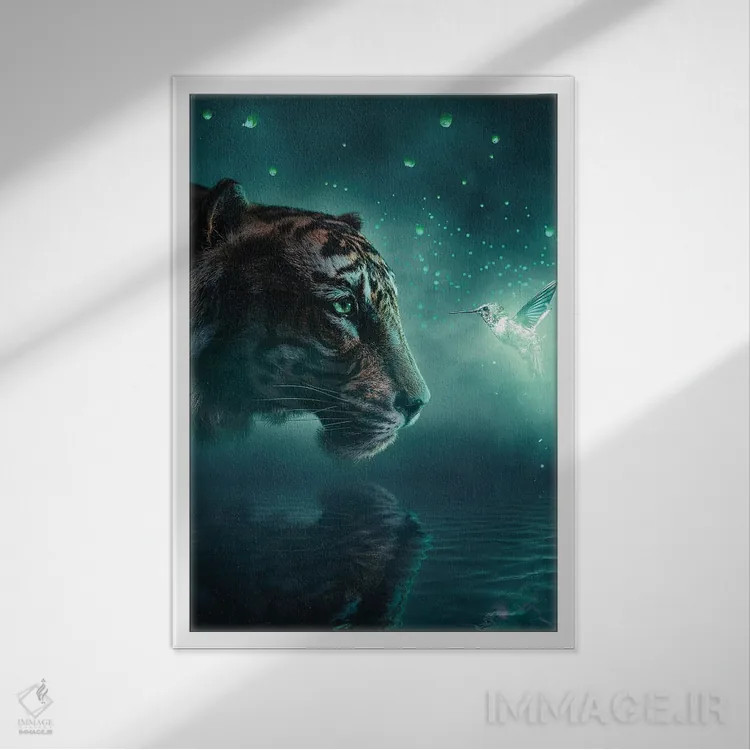 تابلو دکوراتیو سال ببر اثر آدام کازینز - نمای قابدار سفید