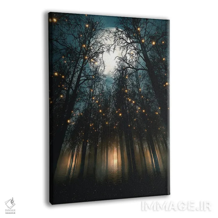 تابلو دکوراتیو شب های مهتابی زیر نور جنگل اثر آدام کازینز - نمای پرسپکتیو محصول