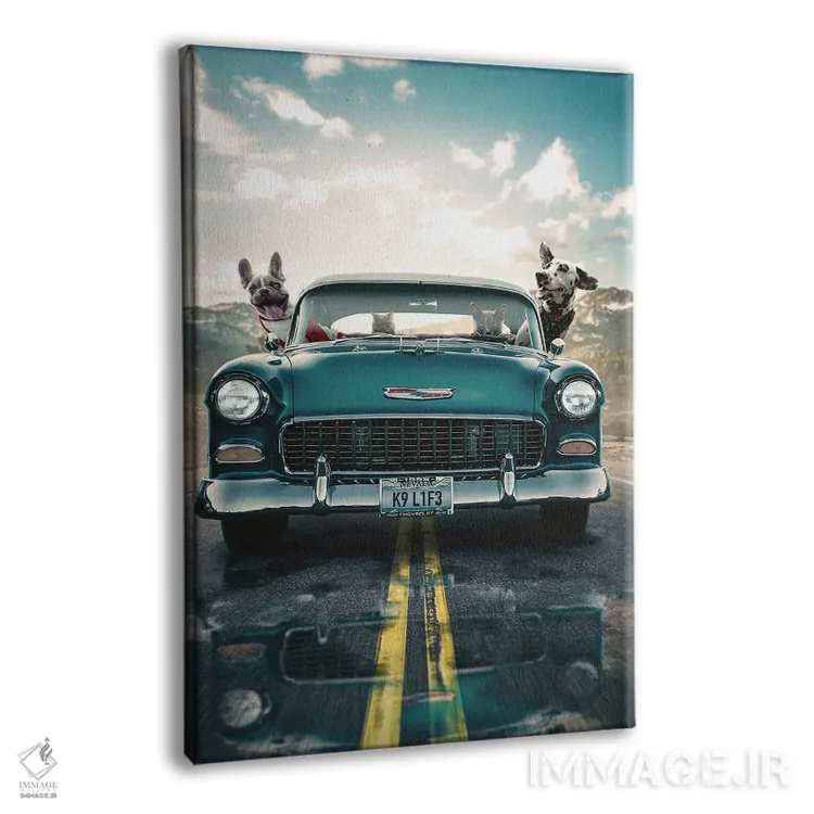 تابلو دکوراتیو سفر تفریحی سگ ها اثر آدام کازینز - نمای پرسپکتیو محصول