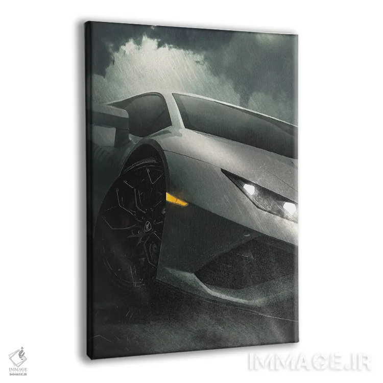 تابلو دکوراتیو لامبورگینی زیر باران اثر آدام کازینز - نمای پرسپکتیو محصول