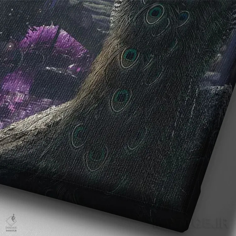 تابلو دکوراتیو طاووس و مرغ مگس خوار اثر آدام کازینز - نمای نزدیک بافت بوم