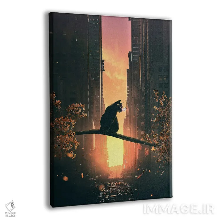 تابلو دکوراتیو گربه سیاه در شهر اثر آدام کازینز - نمای پرسپکتیو محصول