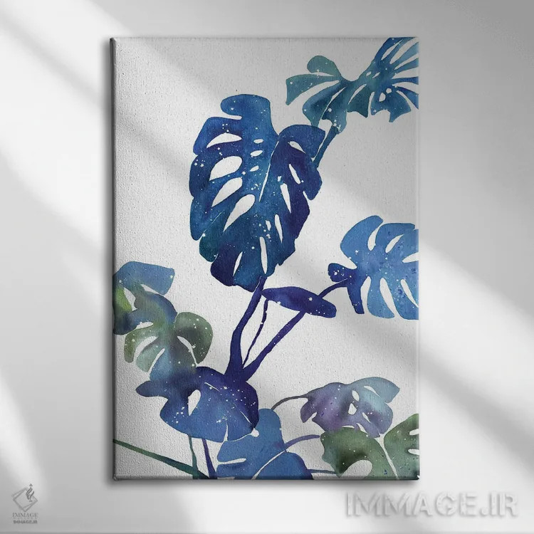 تابلو مدرن جادوی آبی مانسترا اثر کریتیو اینگرید - نمای روبهرو روی دیوار