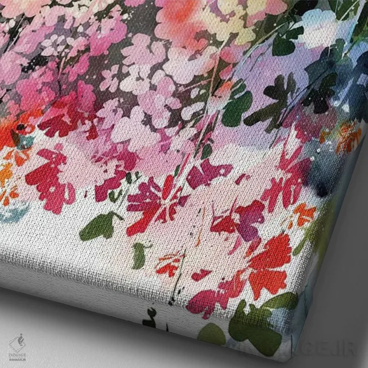 تابلو دکوراتیو باغ غروب صورتی اثر کریتیو اینگرید - نمای نزدیک بافت بوم