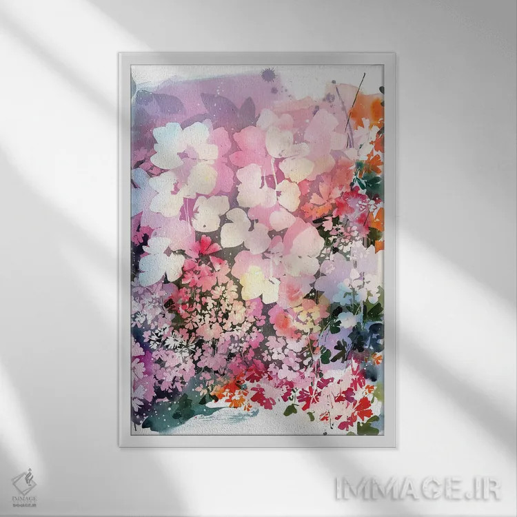 تابلو دکوراتیو باغ غروب صورتی اثر کریتیو اینگرید - نمای قابدار سفید