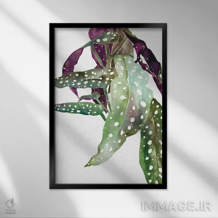 تابلو مدرن بگونیا خال خالی اثر کریتیو اینگرید - نمای قابدار مشکی