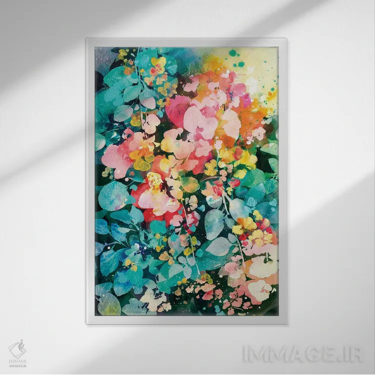 تابلو دکوراتیو جوانه های بارانی اثر کریتیو اینگرید - نمای قابدار سفید