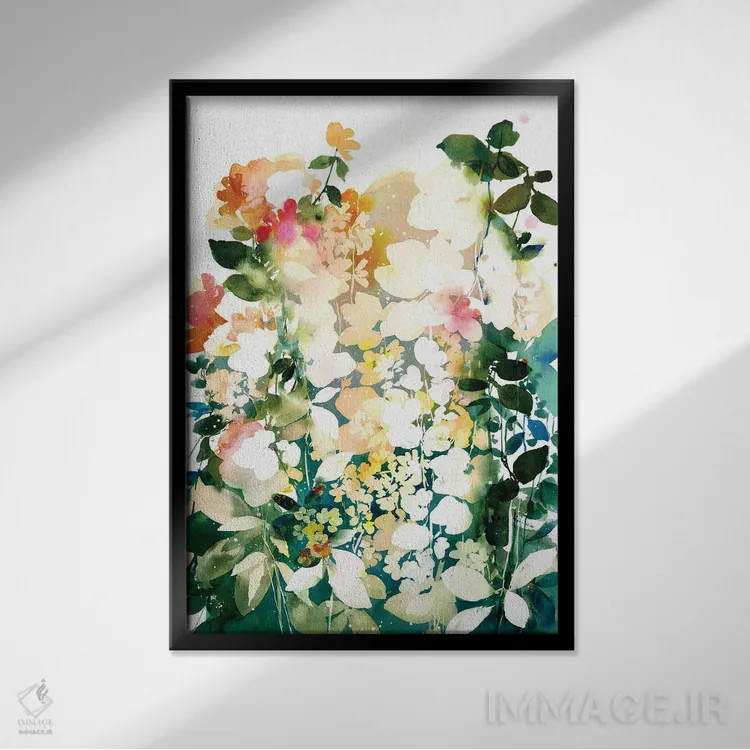 تابلو دکوراتیو باغ زرد روح بخش اثر کریتیو اینگرید - نمای قابدار مشکی