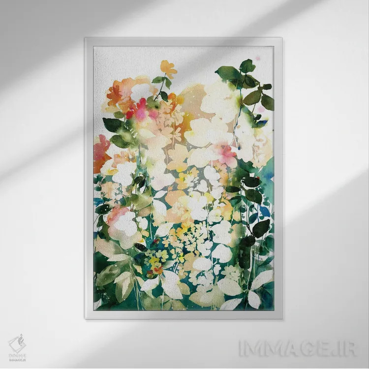 تابلو دکوراتیو باغ زرد روح بخش اثر کریتیو اینگرید - نمای قابدار سفید