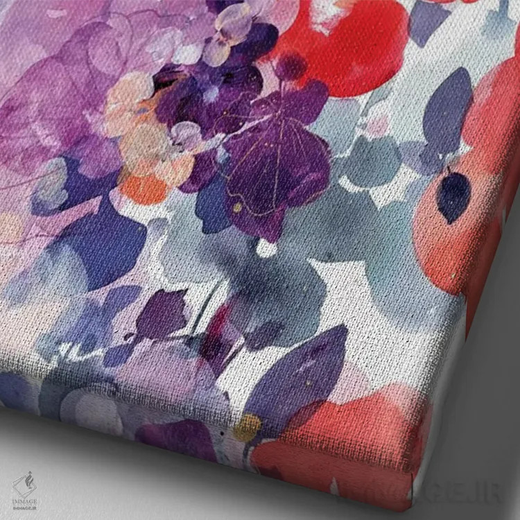 تابلو انتزاعی شکوفه نارنجی اثر کریتیو اینگرید - نمای نزدیک بافت بوم