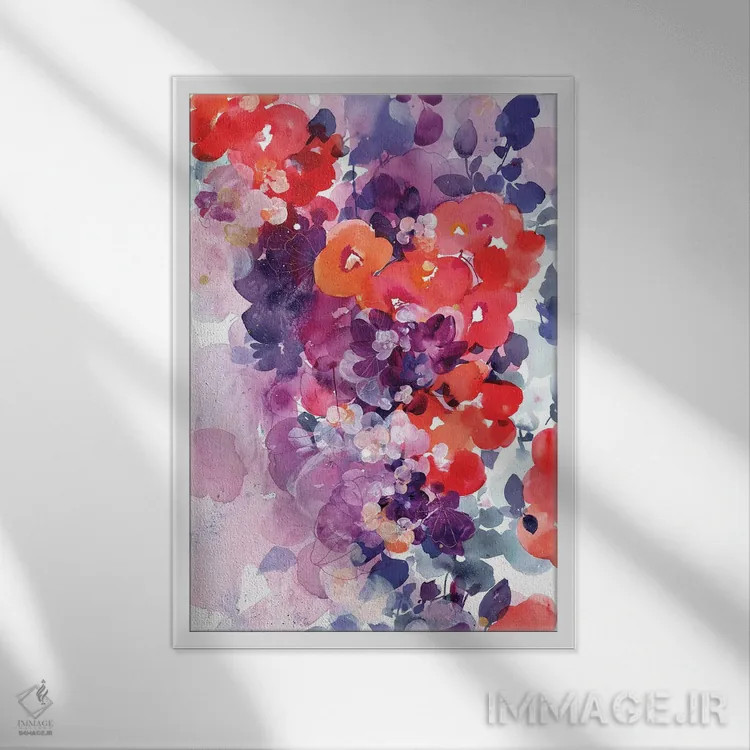 تابلو انتزاعی شکوفه نارنجی اثر کریتیو اینگرید - نمای قابدار سفید