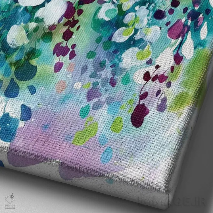 تابلو انتزاعی گلبرگ ها و برگ ها اثر کریتیو اینگرید - نمای نزدیک بافت بوم