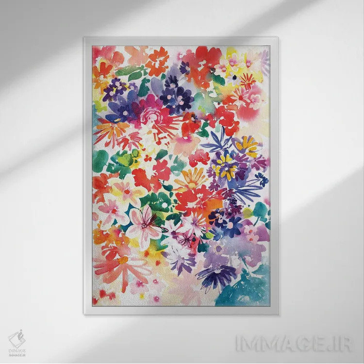 تابلو دکوراتیو باغ شکوفا اثر کریتیو اینگرید - نمای قابدار سفید