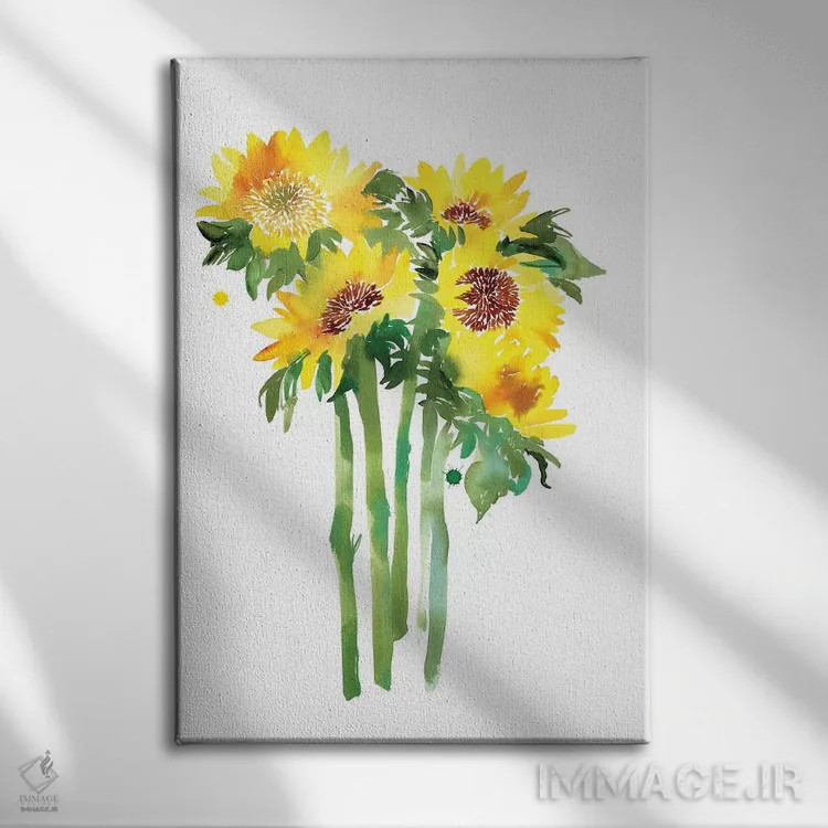 تابلو دکوراتیو آفتابگردان ها اثر کریتیو اینگرید - نمای روبهرو روی دیوار