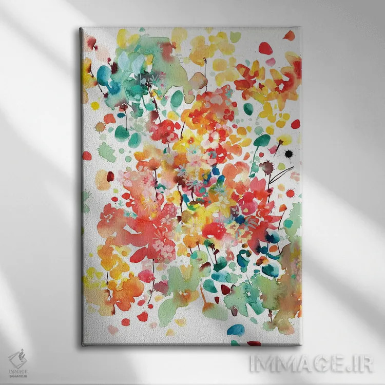 تابلو انتزاعی شکوفا شو اثر کریتیو اینگرید - نمای روبهرو روی دیوار