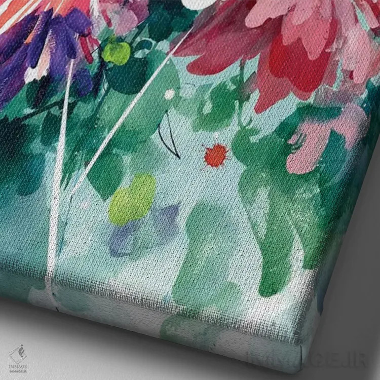 تابلو انتزاعی شکوفایی شگفت انگیز اثر کریتیو اینگرید - نمای نزدیک بافت بوم