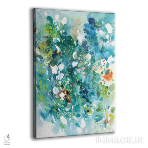 تابلو انتزاعی رقص فیروزه ای اثر کریتیو اینگرید - نمای پرسپکتیو محصول