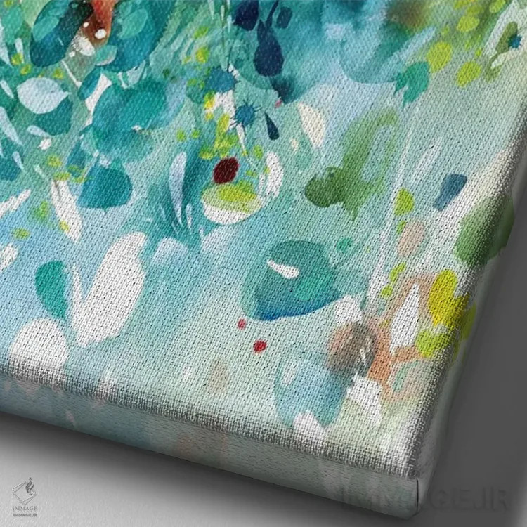 تابلو انتزاعی رقص فیروزه ای اثر کریتیو اینگرید - نمای نزدیک بافت بوم