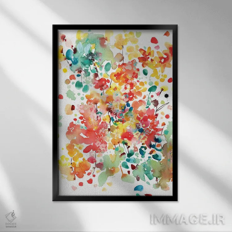 تابلو انتزاعی شکوفا شو اثر کریتیو اینگرید - نمای قابدار مشکی