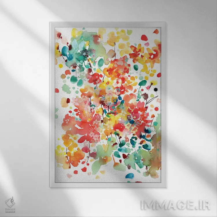 تابلو انتزاعی شکوفا شو اثر کریتیو اینگرید - نمای قابدار سفید