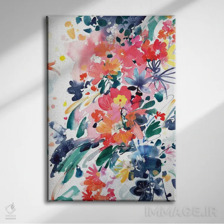 تابلو دکوراتیو شکوفه های وحشی اثر کریتیو اینگرید - نمای روبهرو روی دیوار