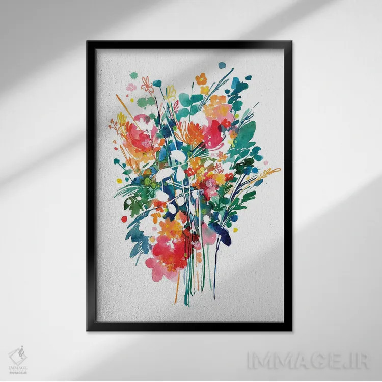 تابلو دکوراتیو دسته گل بزرگ اثر کریتیو اینگرید - نمای قابدار مشکی