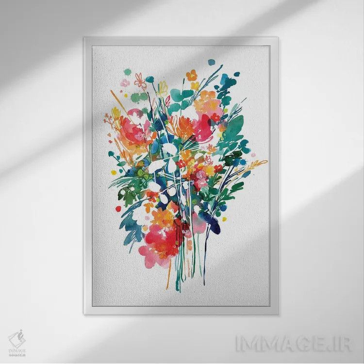 تابلو دکوراتیو دسته گل بزرگ اثر کریتیو اینگرید - نمای قابدار سفید