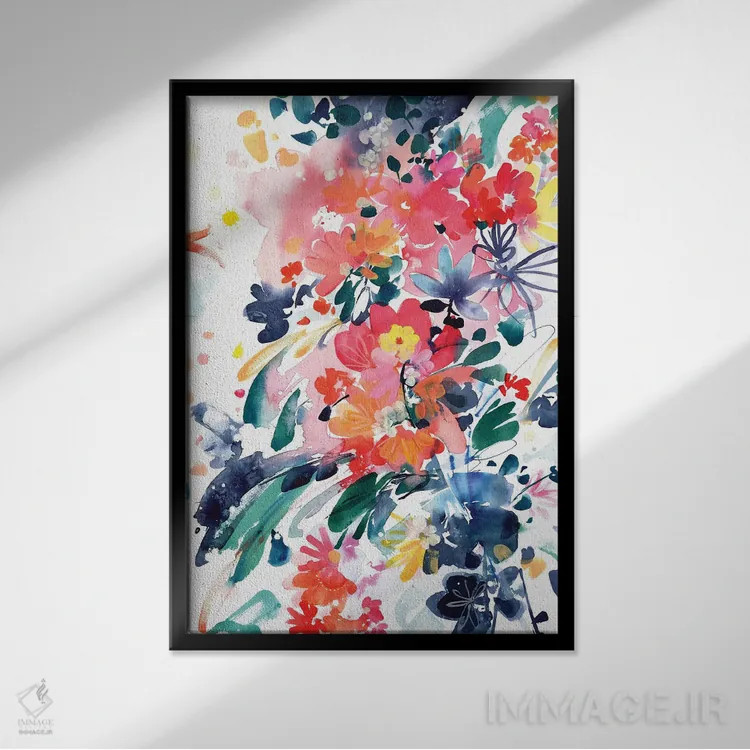 تابلو دکوراتیو شکوفه های وحشی اثر کریتیو اینگرید - نمای قابدار مشکی