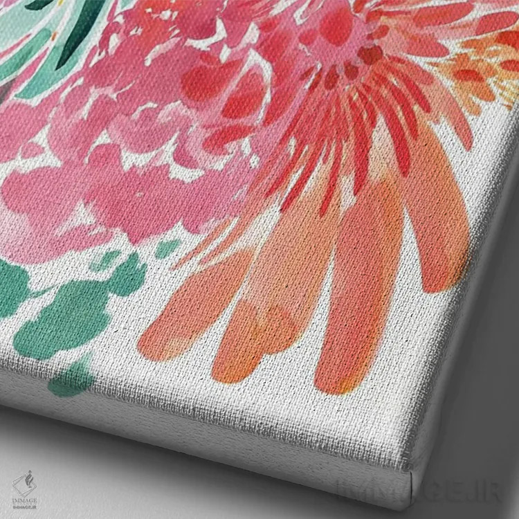 تابلو انتزاعی دسته گل جسورانه اثر کریتیو اینگرید - نمای نزدیک بافت بوم