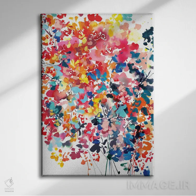 تابلو دکوراتیو طوفان گلی اثر کریتیو اینگرید - نمای روبهرو روی دیوار