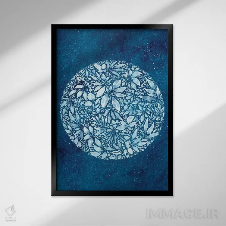 تابلو دکوراتیو ماه برفی کامل اثر کریتیو اینگرید - نمای قابدار مشکی