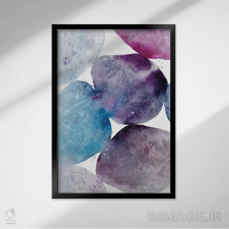 تابلو انتزاعی سنگ ریزه های زیر آب اثر کریتیو اینگرید - نمای قابدار مشکی