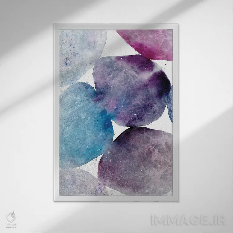 تابلو انتزاعی سنگ ریزه های زیر آب اثر کریتیو اینگرید - نمای قابدار سفید