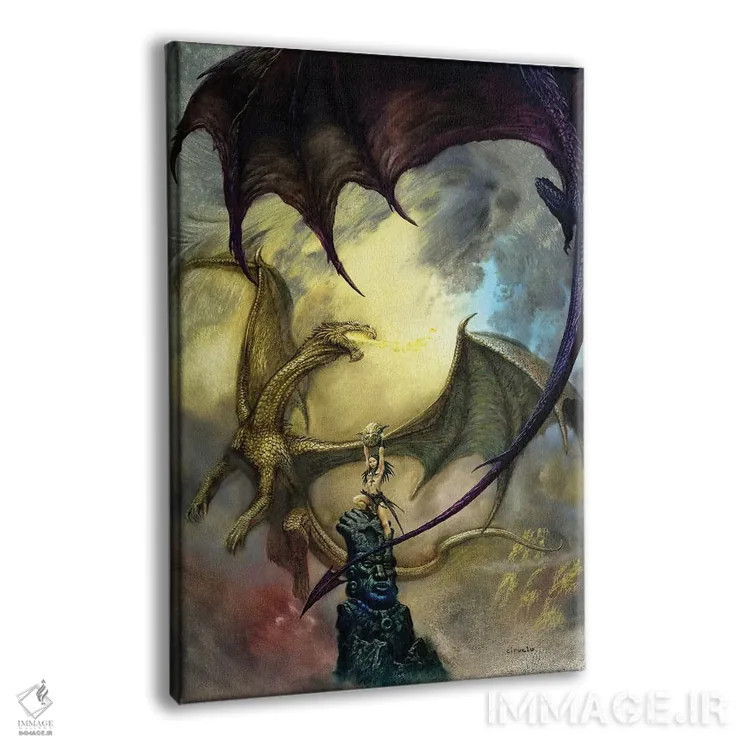تابلو دکوراتیو اژدهایان شمعی اثر سیروئلو - نمای پرسپکتیو محصول