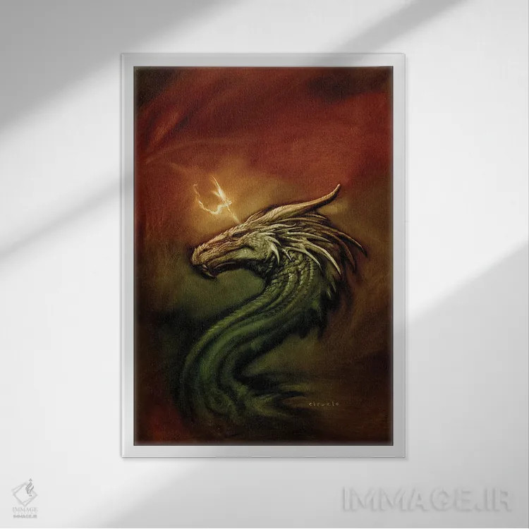 تابلو دکوراتیو ایجیکونا لمس شده توسط نور پریان اثر سیروئلو - نمای قابدار سفید