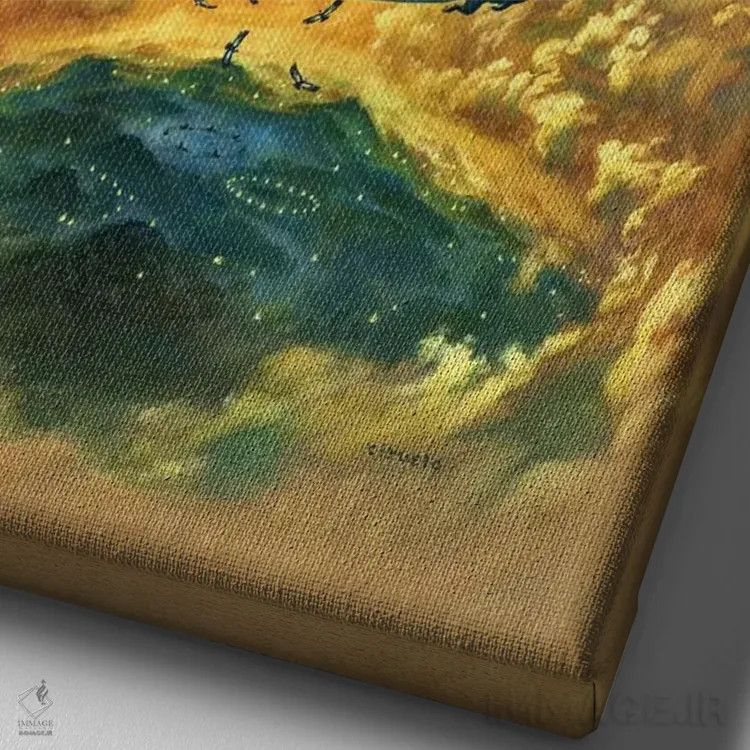 تابلو دکوراتیو دایره ها اثر سیروئلو - نمای نزدیک بافت بوم