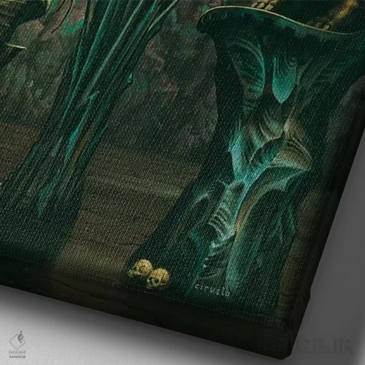 تابلو دکوراتیو تاریک کردن اثر سیروئلو - نمای نزدیک بافت بوم