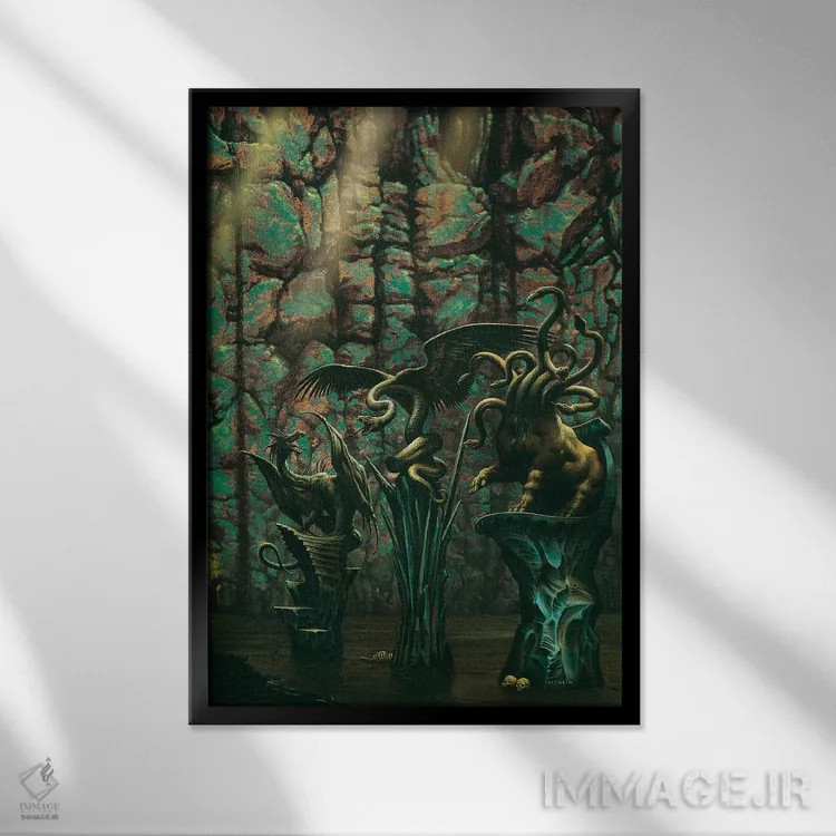 تابلو دکوراتیو تاریک کردن اثر سیروئلو - نمای قابدار مشکی