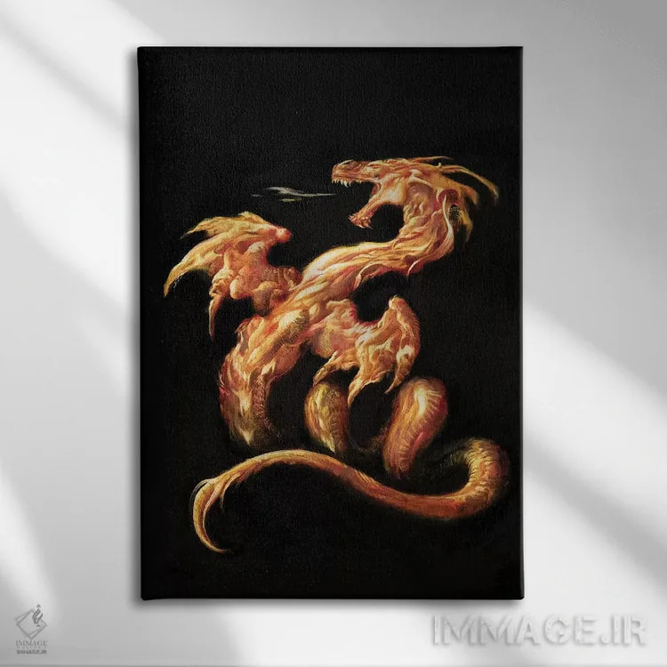 تابلو دکوراتیو آتش اثر سیروئلو - نمای روبهرو روی دیوار