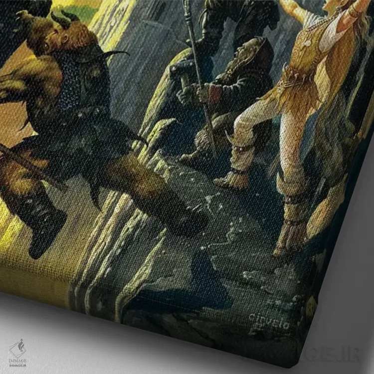 تابلو دکوراتیو سنگ تیره اثر سیروئلو - نمای نزدیک بافت بوم