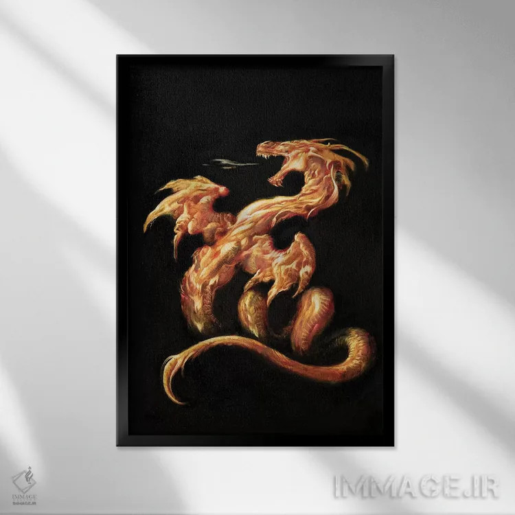 تابلو دکوراتیو آتش اثر سیروئلو - نمای قابدار مشکی