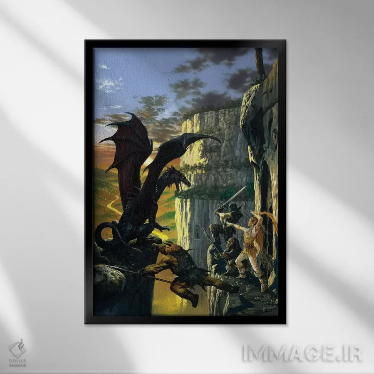 تابلو دکوراتیو سنگ تیره اثر سیروئلو - نمای قابدار مشکی