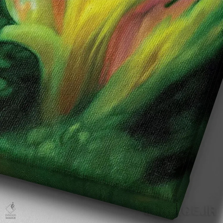 تابلو دکوراتیو پری گل اثر سیروئلو - نمای نزدیک بافت بوم