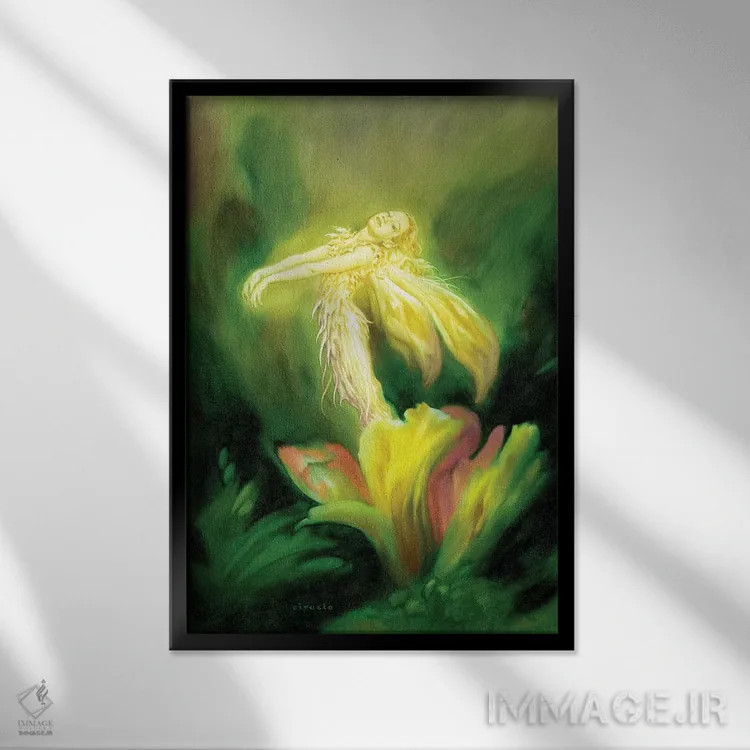 تابلو دکوراتیو پری گل اثر سیروئلو - نمای قابدار مشکی