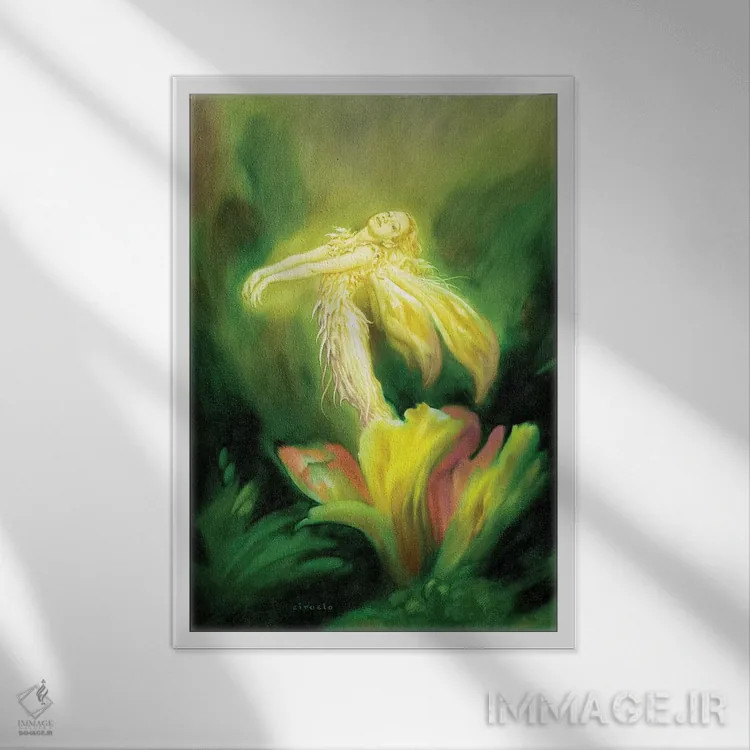 تابلو دکوراتیو پری گل اثر سیروئلو - نمای قابدار سفید