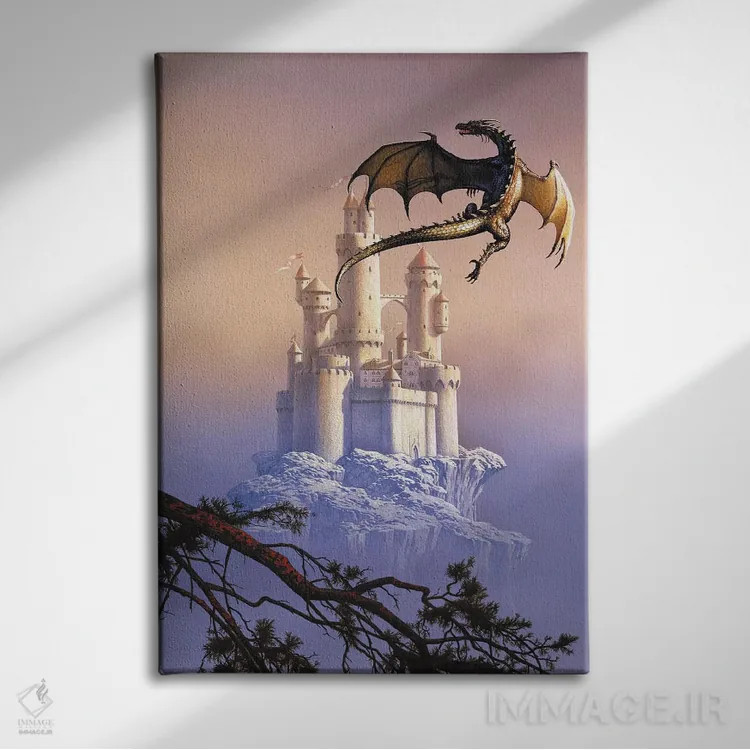 تابلو دکوراتیو اژدهای پرنده اثر سیروئلو - نمای روبهرو روی دیوار